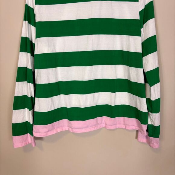 Boden Green & White Striped with Pink Stripe on Bottom Long Sleeve Top US 14 - Picture 4 of 6